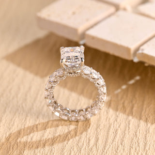 1.50CT-2.50CT Emerald Cut Moissanite Diamond Pave Engagement Ring