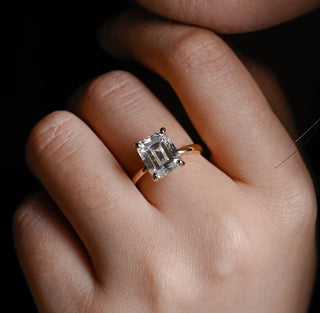 Anillo de compromiso con solitario de diamante y moissanita de talla esmeralda de 2,0 ct a 3,0 ct