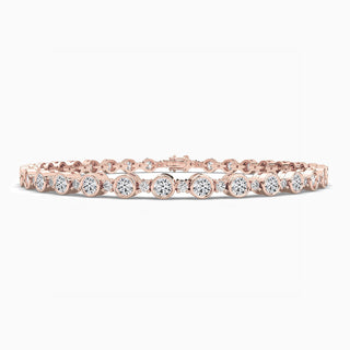 Bracelet de tennis en diamants à coupe ronde et moissanite sertis de lunette pour femme 