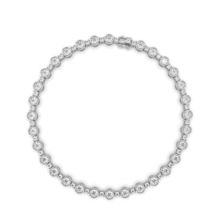 Pulsera de tenis con diamantes de moissanita de talla redonda engastados en bisel para mujer