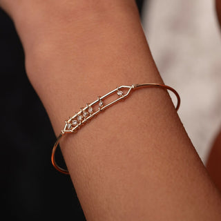 Bezel Set Diamond Unique Bangle Bracelet for Women