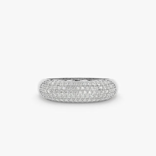 Bague à cigare en or massif brossé avec diamants taille ronde pour femme 