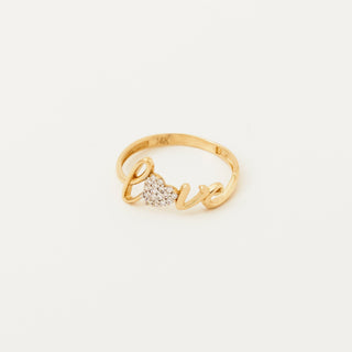 Anillo de diamantes con inscripción Love de talla redonda, regalo de San Valentín