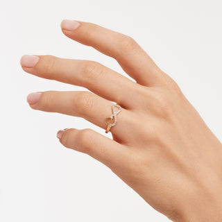 Anillo de diamantes infinitos con detalles en forma de corazón de corte redondo, regalo de San Valentín