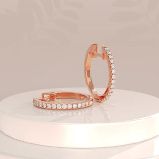 Round Pave Cz Hoop Diamond Earrings For Women In Solid Gold