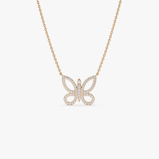 Collier papillon en or avec diamants taille ronde pour femme