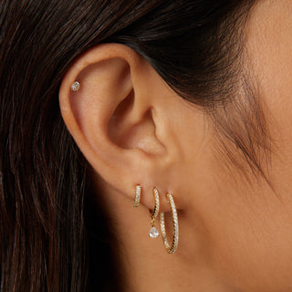 Boucle d'oreille en cartilage avec diamant taille ronde pour elle 