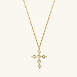 Cross Round Cut Diamond Necklace Gift for Women