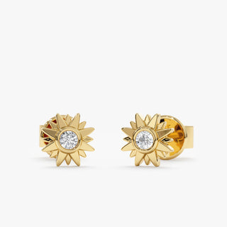 Boucles d'oreilles à tige en forme d'étoile avec diamants taille ronde pour cadeau d'anniversaire