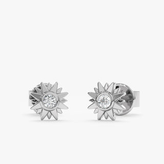 Boucles d'oreilles à tige en forme d'étoile avec diamants taille ronde pour cadeau d'anniversaire