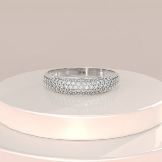 Bague en or avec dôme en diamant taille ronde, cadeau pour femme 