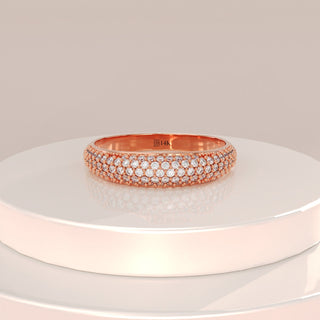 Bague en or avec dôme en diamant taille ronde, cadeau pour femme 