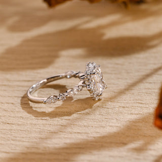 Anillo de compromiso con halo de diamantes de moissanita de talla radiante de 1,0 CT a 2,0 CT