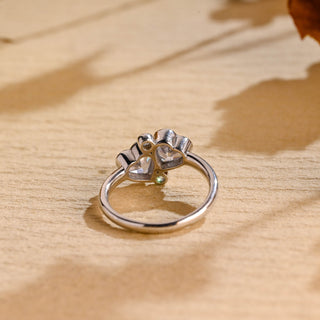 Anillo de compromiso de dos piedras con diamantes de moissanita de corte en forma de corazón de 1,0 CT a 2,0 CT