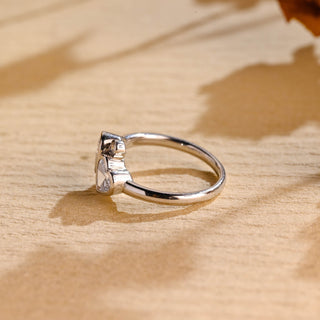 Anillo de compromiso de dos piedras con diamantes de moissanita de corte en forma de corazón de 1,0 CT a 2,0 CT