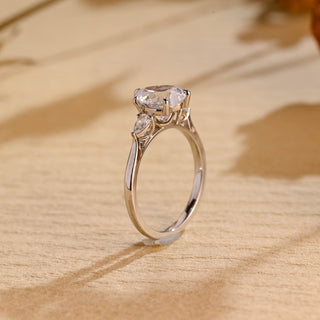 Bague de fiançailles à trois pierres avec diamants en moissanite taille cœur 2,0 CT-3,0 CT