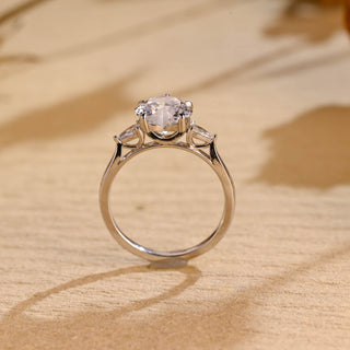 Bague de fiançailles à trois pierres avec diamants en moissanite taille cœur 2,0 CT-3,0 CT