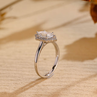 Bague de fiançailles avec halo de diamants en moissanite à coupe hexagonale de 1,50 ct à 2,50 ct