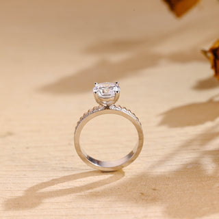 Bague de fiançailles pavée unique en diamants Moissanite taille ronde de 1,50 ct à 2,50 ct