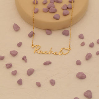 Gold Plated Personalized Name with Heart Necklace for Her