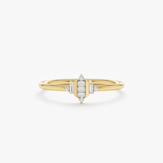 Alliance de mariage en or et moissanite taille baguette de 0,08 TCW