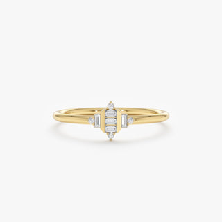 Anillo de bodas de oro con diamantes de talla baguette para mujer