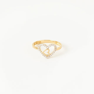 Round Cut Double Heart Diamond Ring for Her