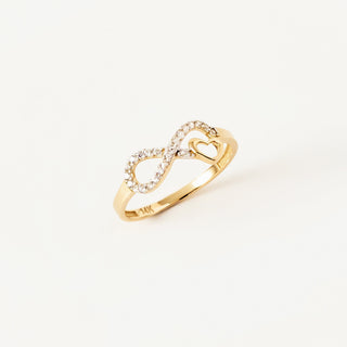 Anillo de diamantes infinitos con detalles en forma de corazón de corte redondo, regalo de San Valentín