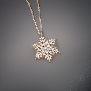 Collier en diamants Moissanite à coupe ronde et baguette de 0,80 TCW en flocon de neige