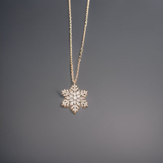 Collier en diamants Moissanite à coupe ronde et baguette de 0,80 TCW en flocon de neige