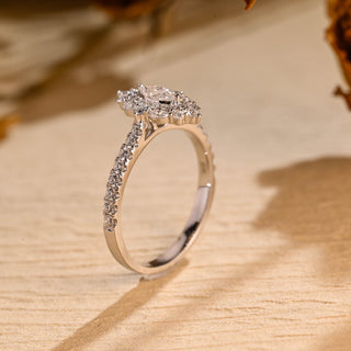 Bague de fiançailles avec diamants en grappe de moissanite taille marquise de 0,50 ct à 1,50 ct