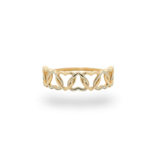 Anillo de eternidad con corazones entrelazados en oro macizo de 14 quilates, regalo para mujer