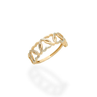 Anillo de eternidad con corazones entrelazados en oro macizo de 14 quilates, regalo para mujer