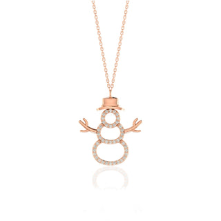 Collier avec pendentif bonhomme de neige en diamant taille ronde pour elle