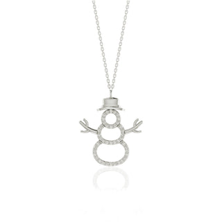 Round Cut Diamond Snowman Pendant Necklace for Her