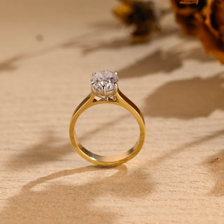 Bague de fiançailles à bande épaisse avec diamants en moissanite taille ovale de 1,50 ct à 2,50 ct