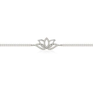 Round Cut Diamond Lotus Flower Bracelet for Women