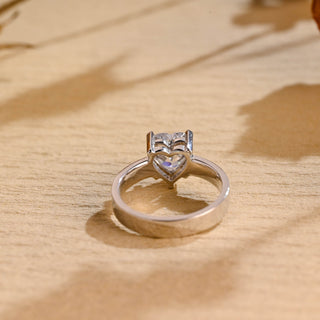 Bague de fiançailles à bande épaisse avec diamants en moissanite taille cœur de 1,0 à 2,0 ct