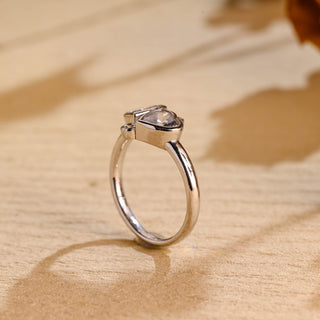 Anillo de compromiso de dos piedras con diamantes de moissanita de corte en forma de corazón de 1,0 CT a 2,0 CT