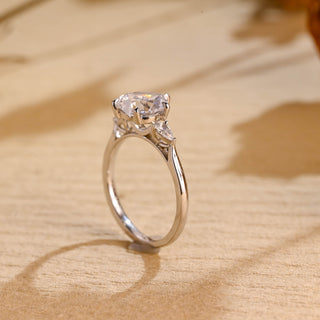 Bague de fiançailles à trois pierres avec diamants en moissanite taille cœur 2,0 CT-3,0 CT