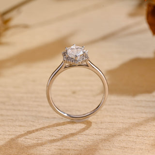 Bague de fiançailles avec halo de diamants en moissanite à coupe hexagonale de 1,50 ct à 2,50 ct