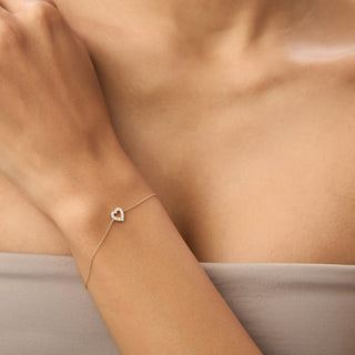 Round Cut Diamond Heart Bracelet for Valentine Gift