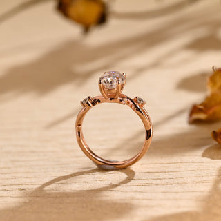 Bague de fiançailles avec diamant en forme de brindille de moissanite à taille ovale de 2,0 à 3,0 ct