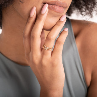 Bague d'éternité en or massif 14 carats avec cœurs entrelacés, cadeau pour femme