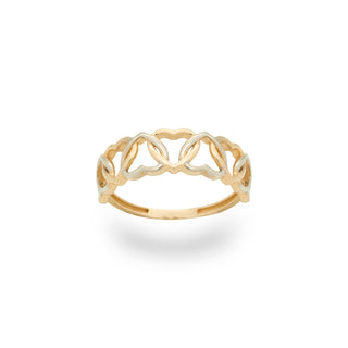 Anillo de eternidad con corazones entrelazados en oro macizo de 14 quilates, regalo para mujer