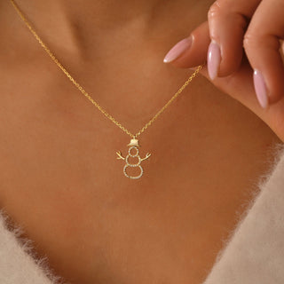 Collier avec pendentif bonhomme de neige en diamant taille ronde pour elle