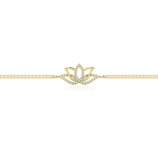 Round Cut Diamond Lotus Flower Bracelet for Women