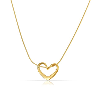 18K Gold Necklace with Heart Pendant for Women