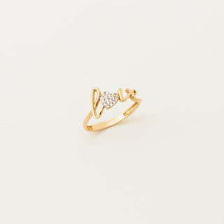 Anillo de diamantes con inscripción Love de talla redonda, regalo de San Valentín