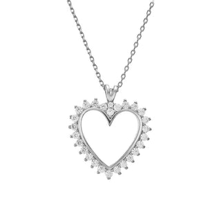 Round Diamond Heart Pendant Necklace for Valentine's Day Gift